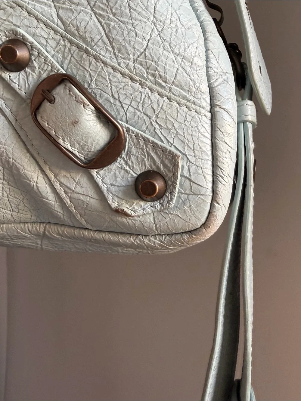 Authentic Balenciaga town bag in icy blue color - Picture 6 of 11